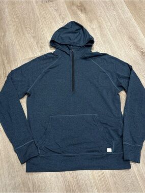 Vuori Hoodie Mens S Half Zip Pullover Navy Blue Kangaroo Pocket Performance